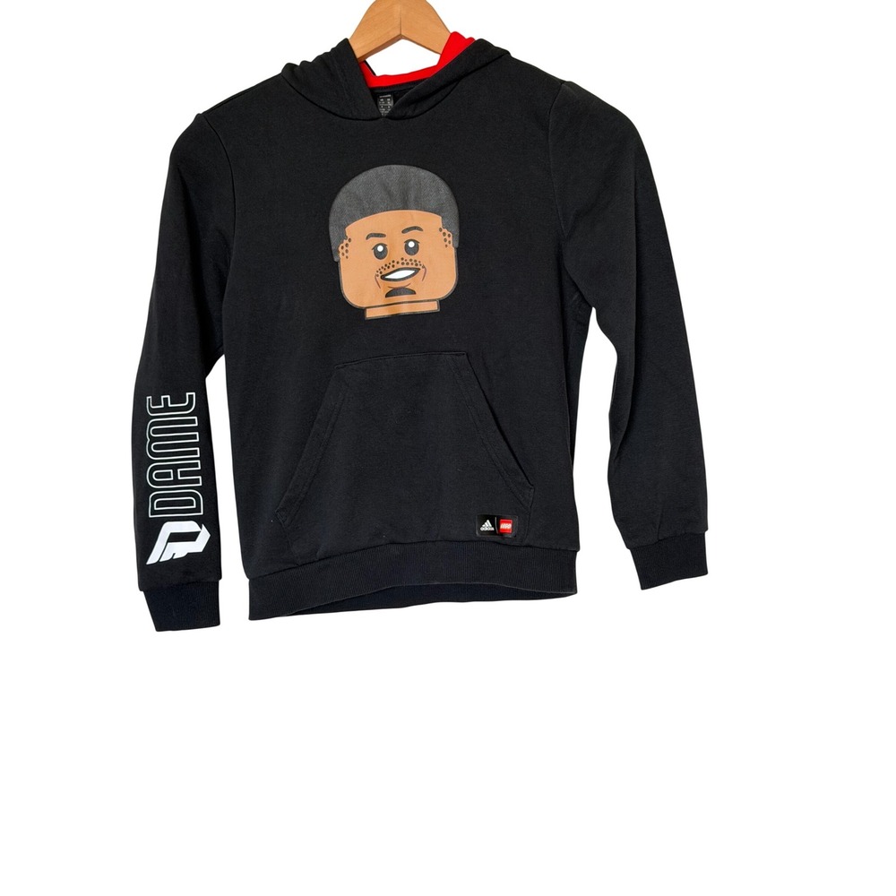 Adidas LEGO Hoodie Kids Medium Black Damian Lillard Dame Minifigure Pullover